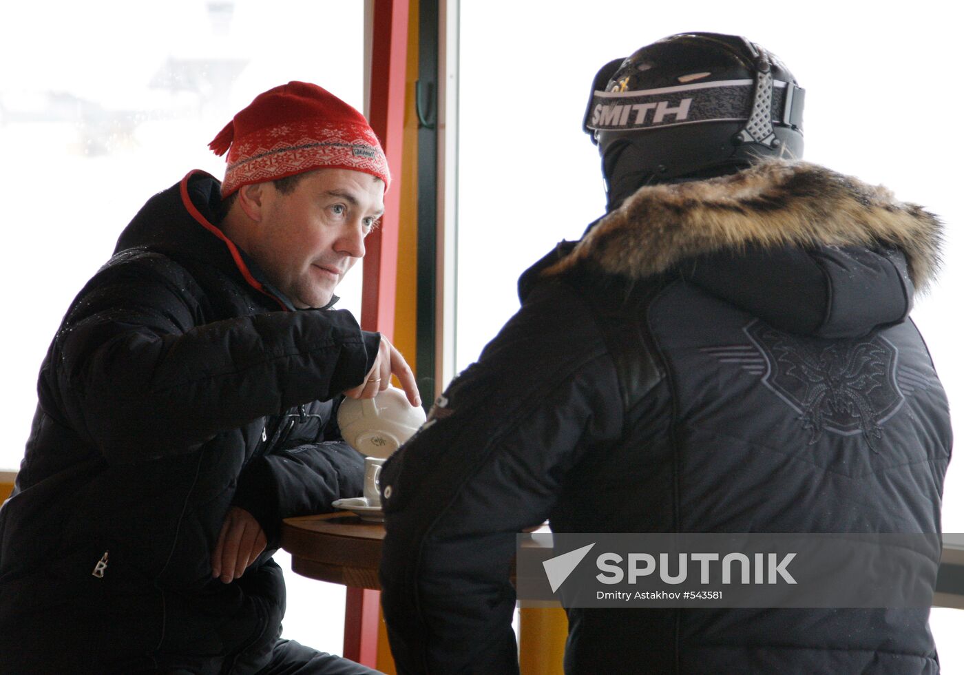 Dmitry Medvedev, Vladimir Putin at ski resort Krasnaya Polyana