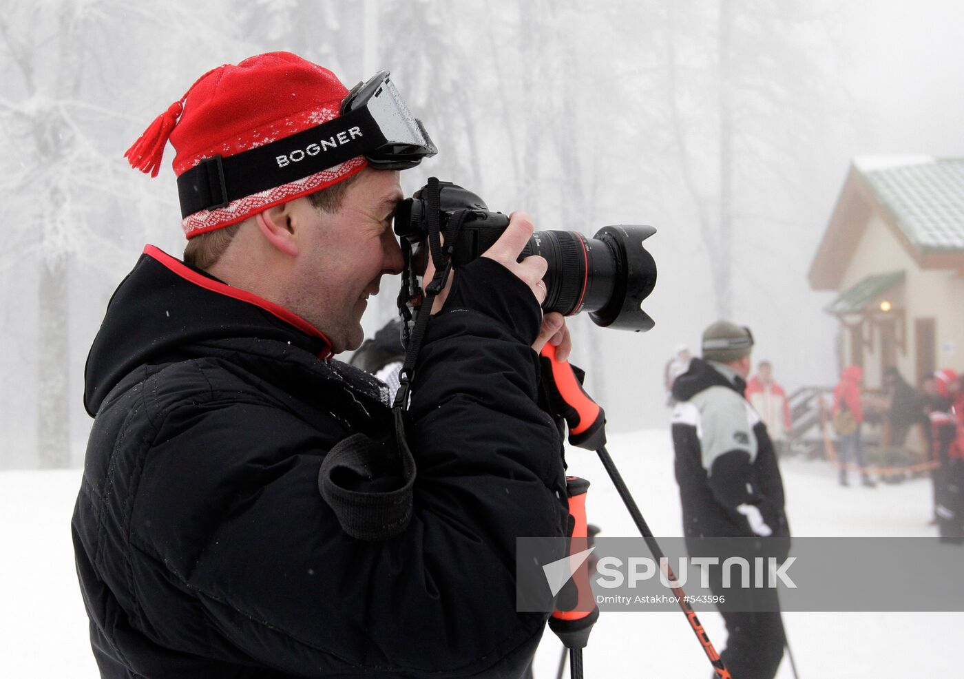 Dmitry Medvedev at ski resort Krasnaya Polyana