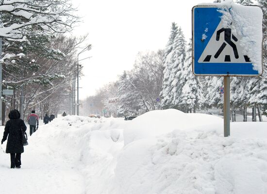 Massive snowstorm in Yuzhno-Sakhalinsk