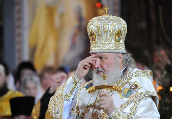 Christmas service at the Cathedral of Christ the Savior