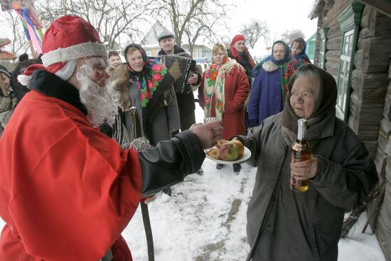 Local residents attend Christmas festivities in Pogost, Belarus