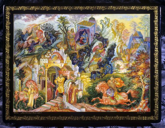 Painted box "Ilya Muromets and Kalin-Tsar"