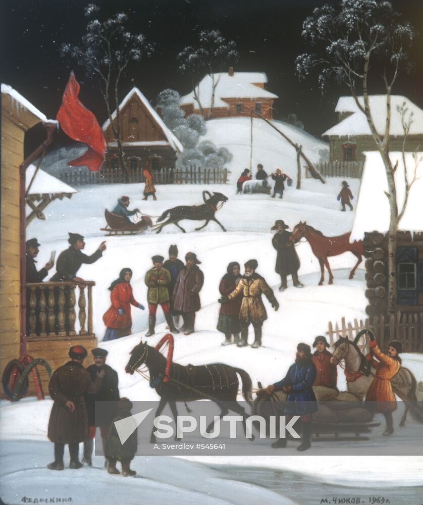 Lacquer miniature "Winter in Zagorsk"