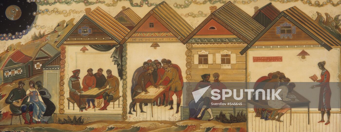 Lacquer miniature "Incandescent lamp" ("Lenin's lamp")