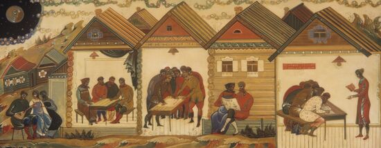 Lacquer miniature "Incandescent lamp" ("Lenin's lamp")