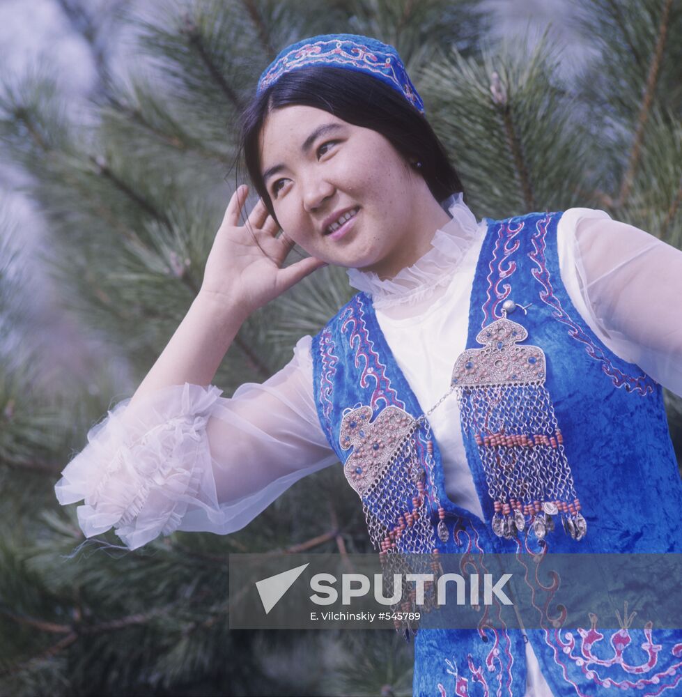 Kyrgyz Girl In National Costume