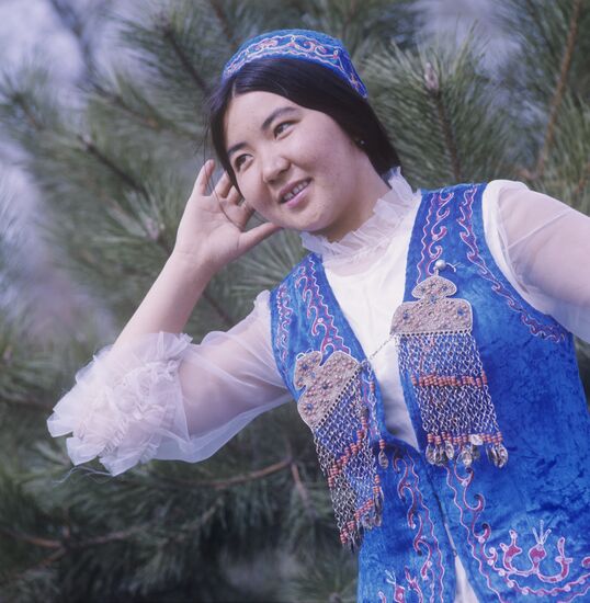 Kyrgyz Girl In National Costume