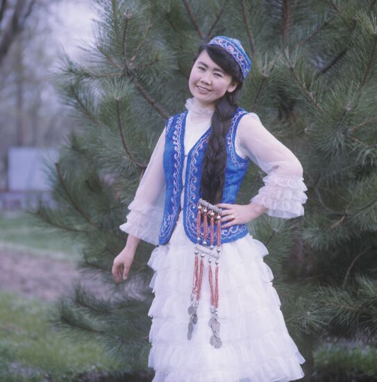 Kyrgyz Girl With Braid Silver Pendant