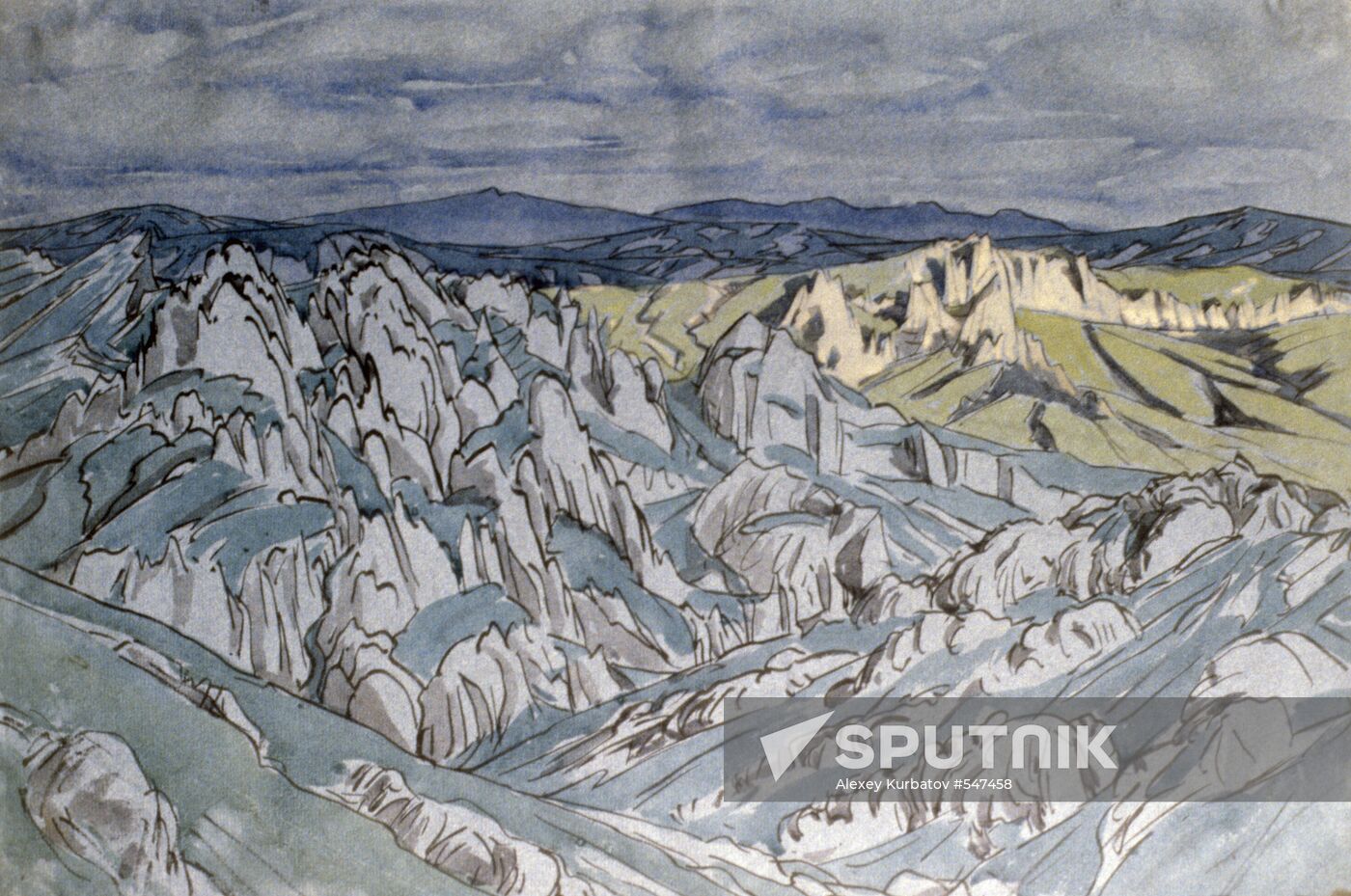 Reproduction of "Rocky Landscape" watercolor