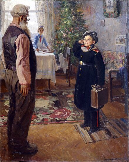 "Arrived for Vacation" by F. Reshetnikov, reproduction
