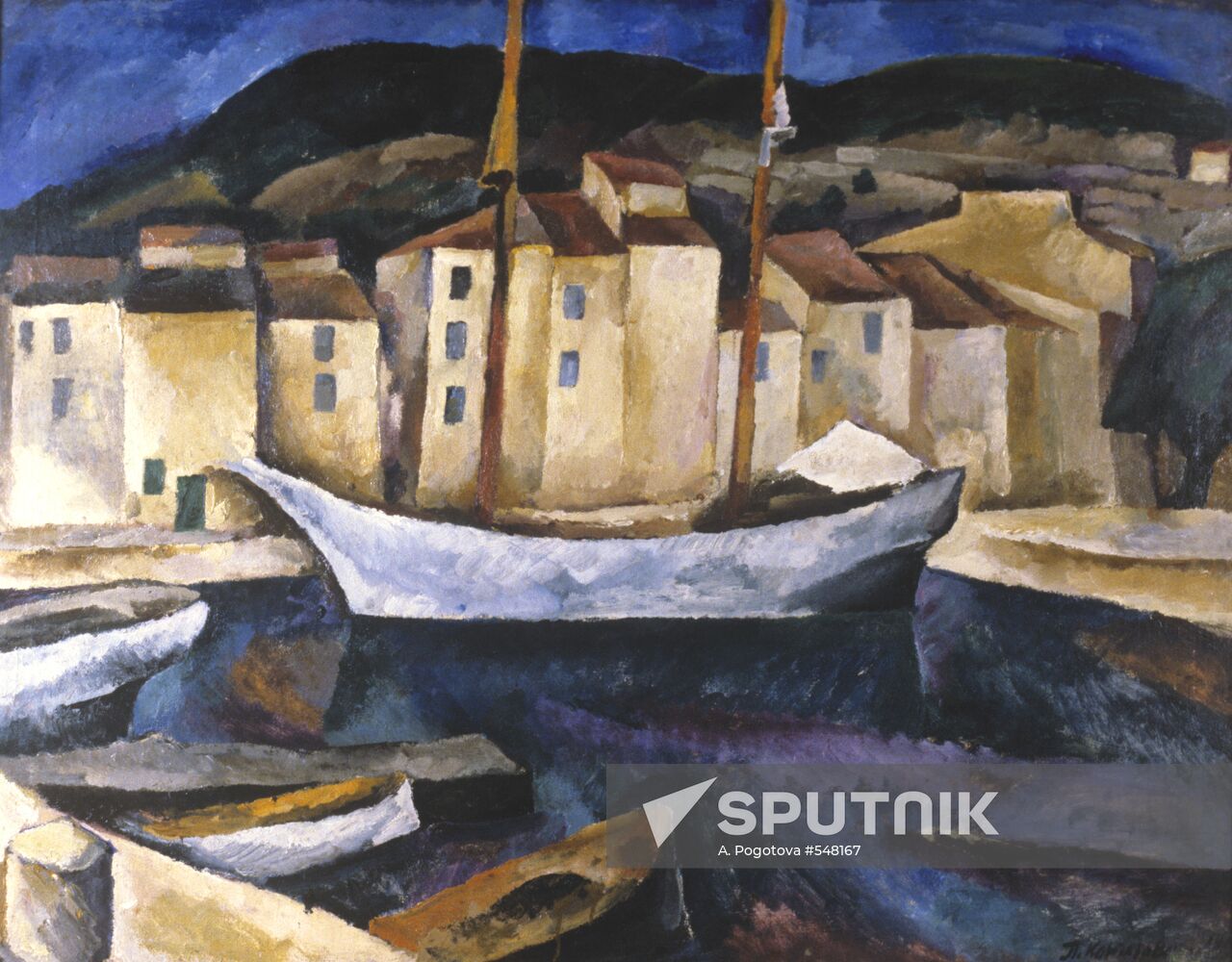Reproduction of "Landscape. Cassis. Boats" by Peter Konchalovsky