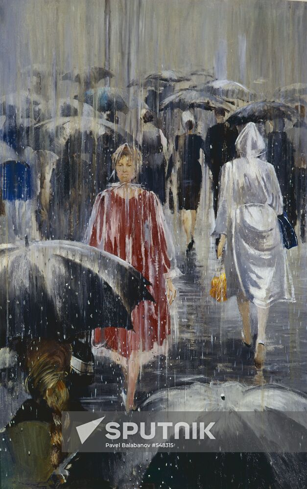 Reproduction of "Rainfall" painting by Yury Pimenov