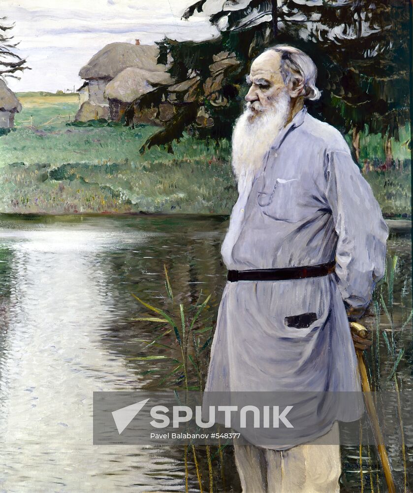 "L.Tolstoy in Yasnaya Polyana" by Mikhail Nesterov. Reproduction