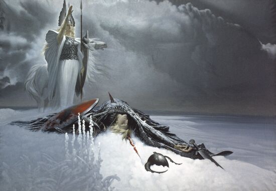 Reproduction of "Valkyrie over Defeated Sigurd" painting