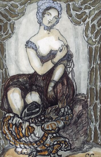 "Portrait of O. Glebova-Sudeykina" by Sudeykin. Reproduction