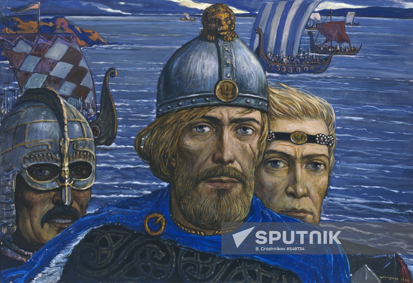 Reproduction of "Grandsons of Gostomysl: Rurik, Truvor, Sineus"