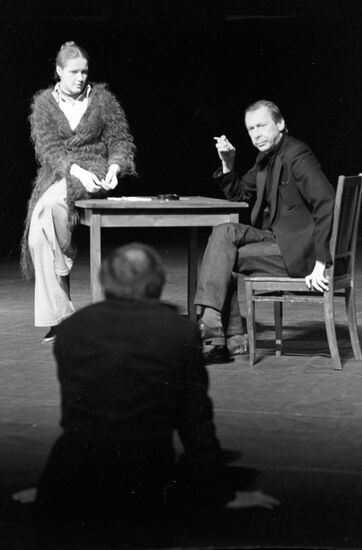 Oleg Yefremov and Yelena Proklova attending rehearsal