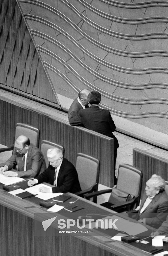 Soviet General Secretary Mikhail Gorbachev, PM Nikolai Ryzhkov