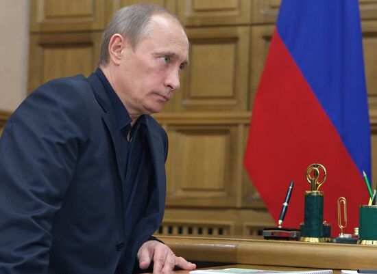 Russian Prime Minister Vladimir Putin meeting with Voronezh Region's Governor Alexei Gordeev