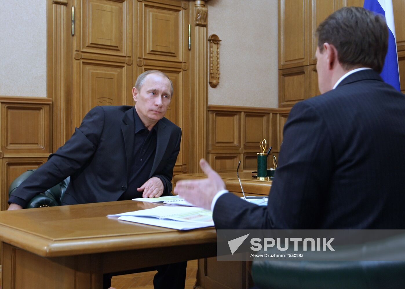 Russian Prime Minister Vladimir Putin meeting with Voronezh Region's Governor Alexei Gordeev