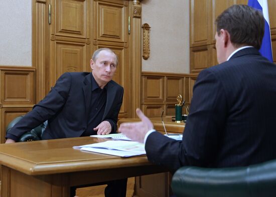 Russian Prime Minister Vladimir Putin meeting with Voronezh Region's Governor Alexei Gordeev