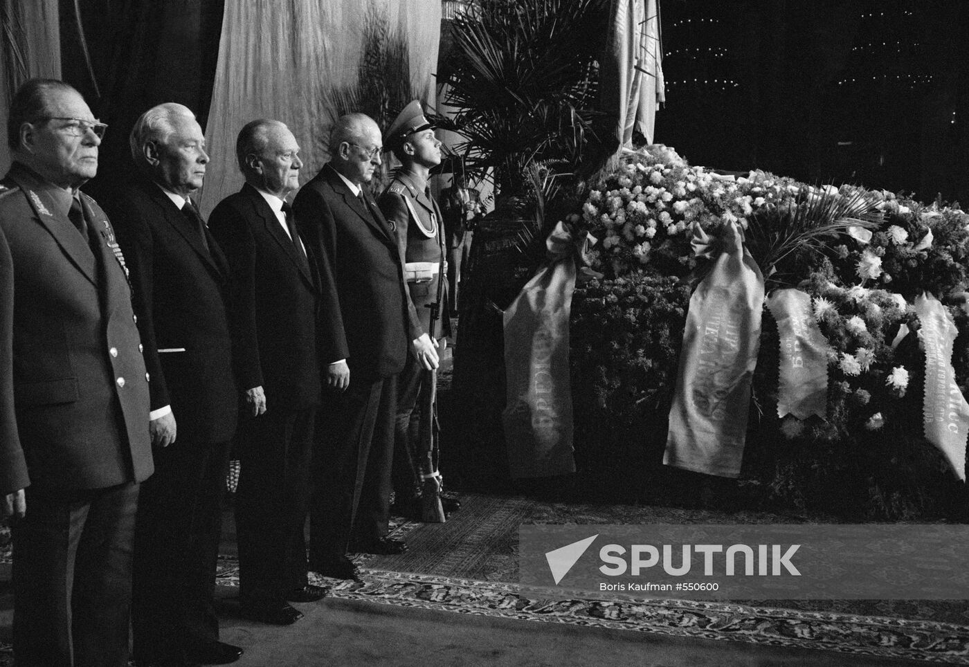 At Leonid Brezhnev's coffin