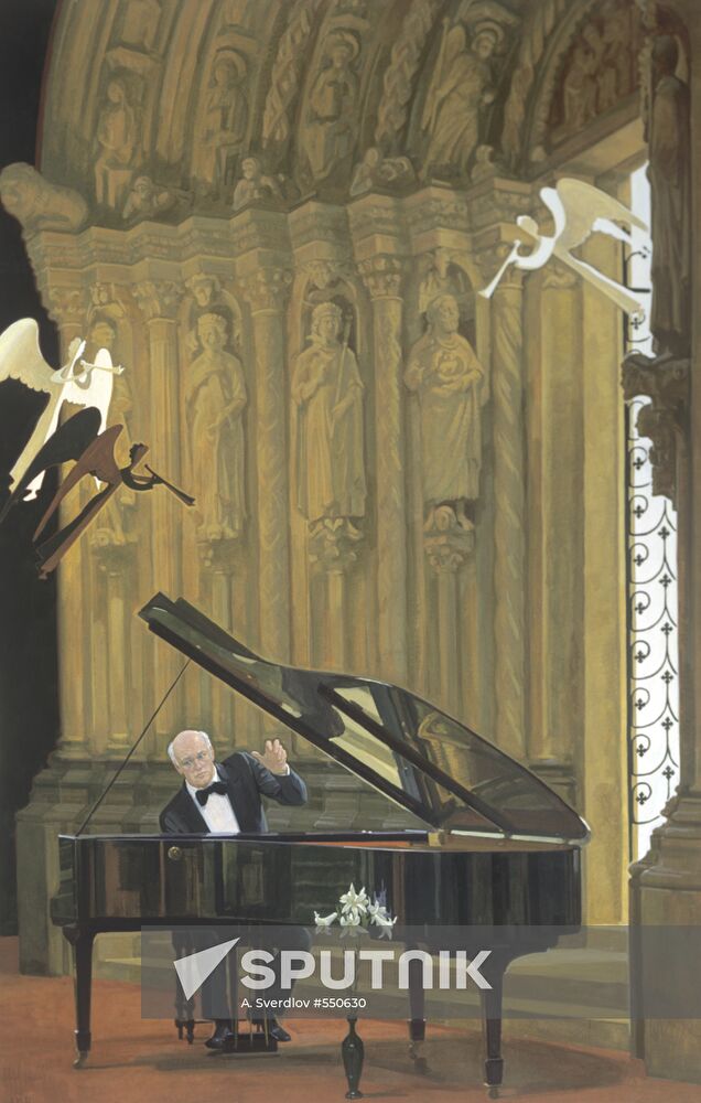 Reproduction of "Svyatoslav Richter Playing" painting