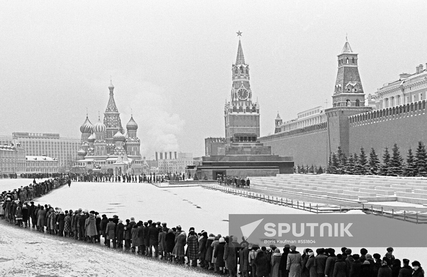 A line to the Mausoleum on Red Square in Moscow