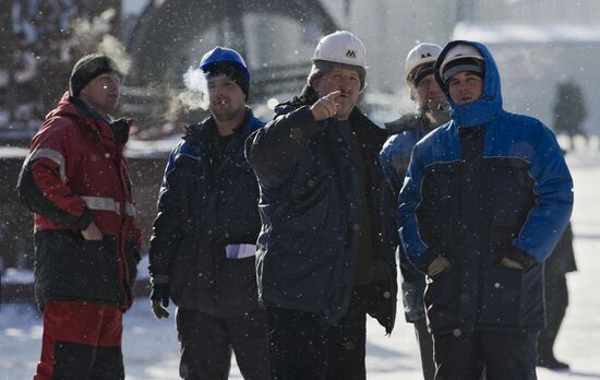 Novolipetsk Steel (NLMK) steelmaker workers