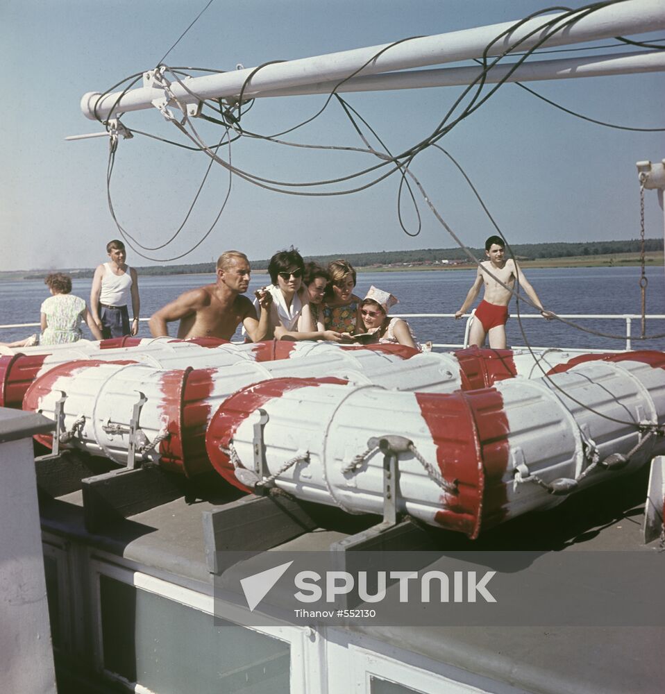 Motor ship on Volga River