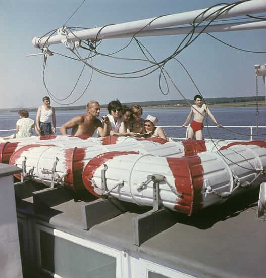 Motor ship on Volga River