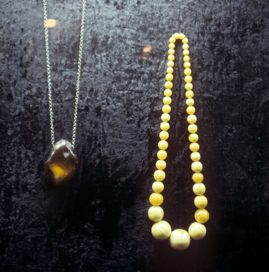 Beads and pendant made of amber