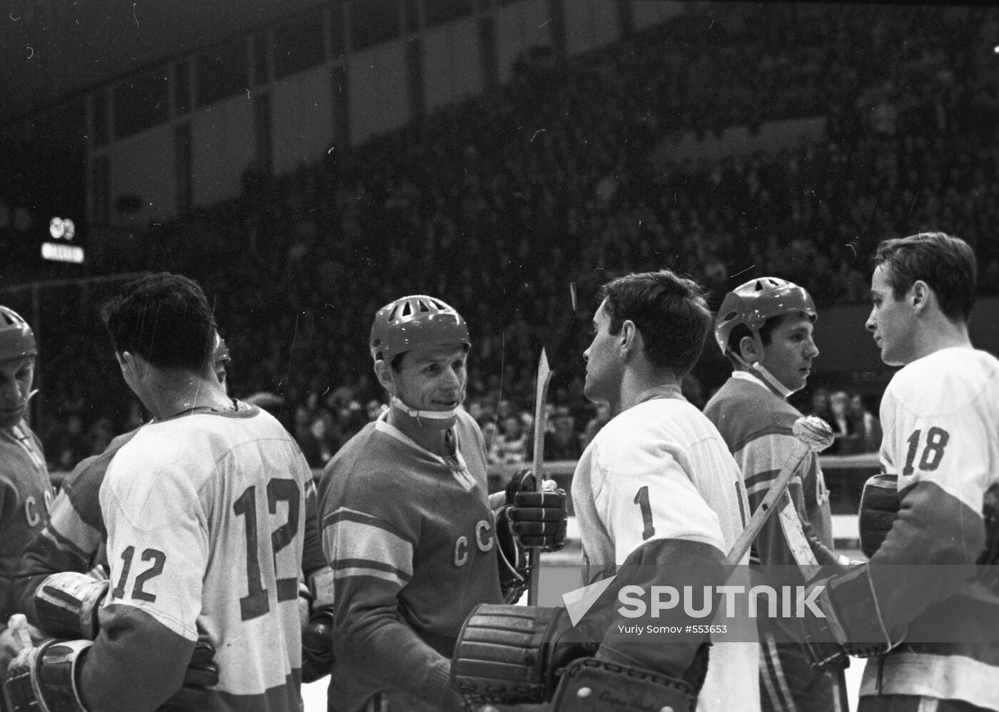 Members of Soviet national ice hockey team are Olympic champions