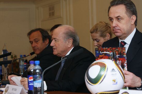 News conference by Joseph Blatter and Michel Platini