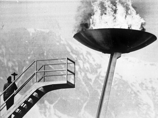 Lighting the Olympic flame