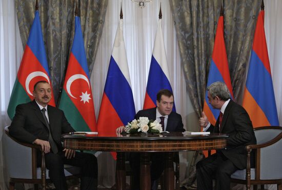 Dmitry Medvedev, Serzh Sargsyan and Ilham Aliev in Sochi