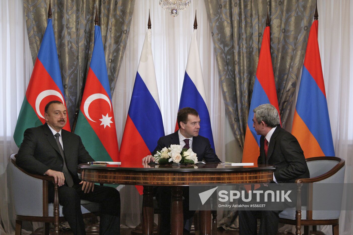 Dmitry Medvedev, Serzh Sargsyan and Ilham Aliev in Sochi