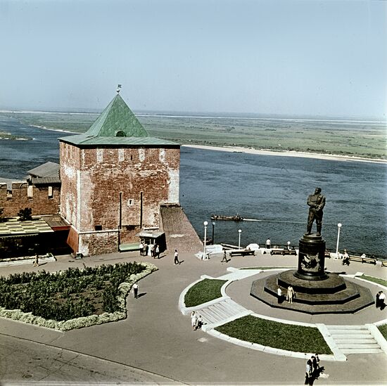St. George Tower and monument to V. P. Chkalov