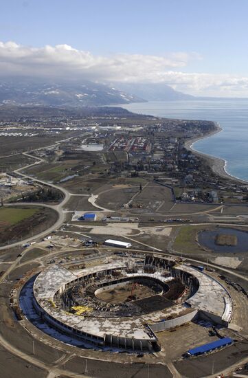 Construction of Olympic facilities in Sochi. Bird's eye view