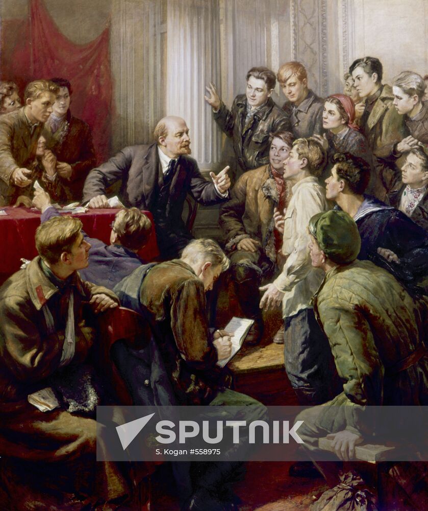 Reproduction of "V. Lenin among Delegates..."