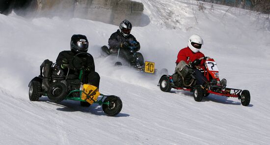 Racers compete at Vladivostok winter karting contest