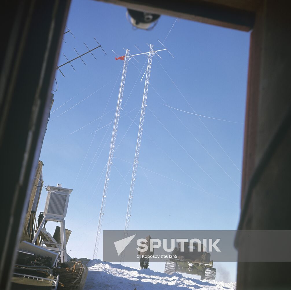 Radar antenna at Mirny station in Antarctica