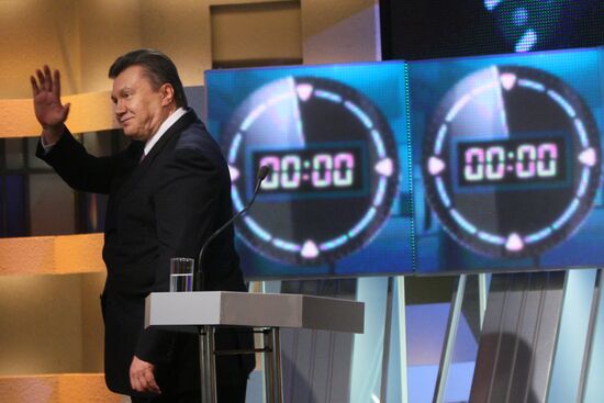 Viktor Yanukovich speaking at ICTV channel