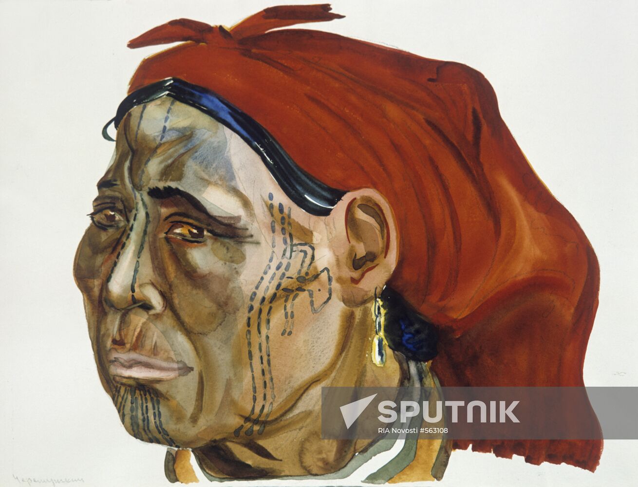 A Chukchi Woman with Tattooed Face