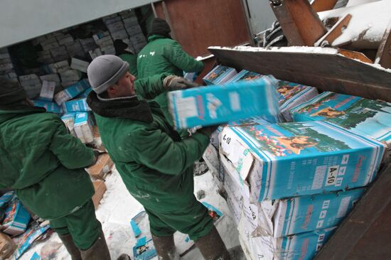 Destroying goods seized at Cherkizovsky market