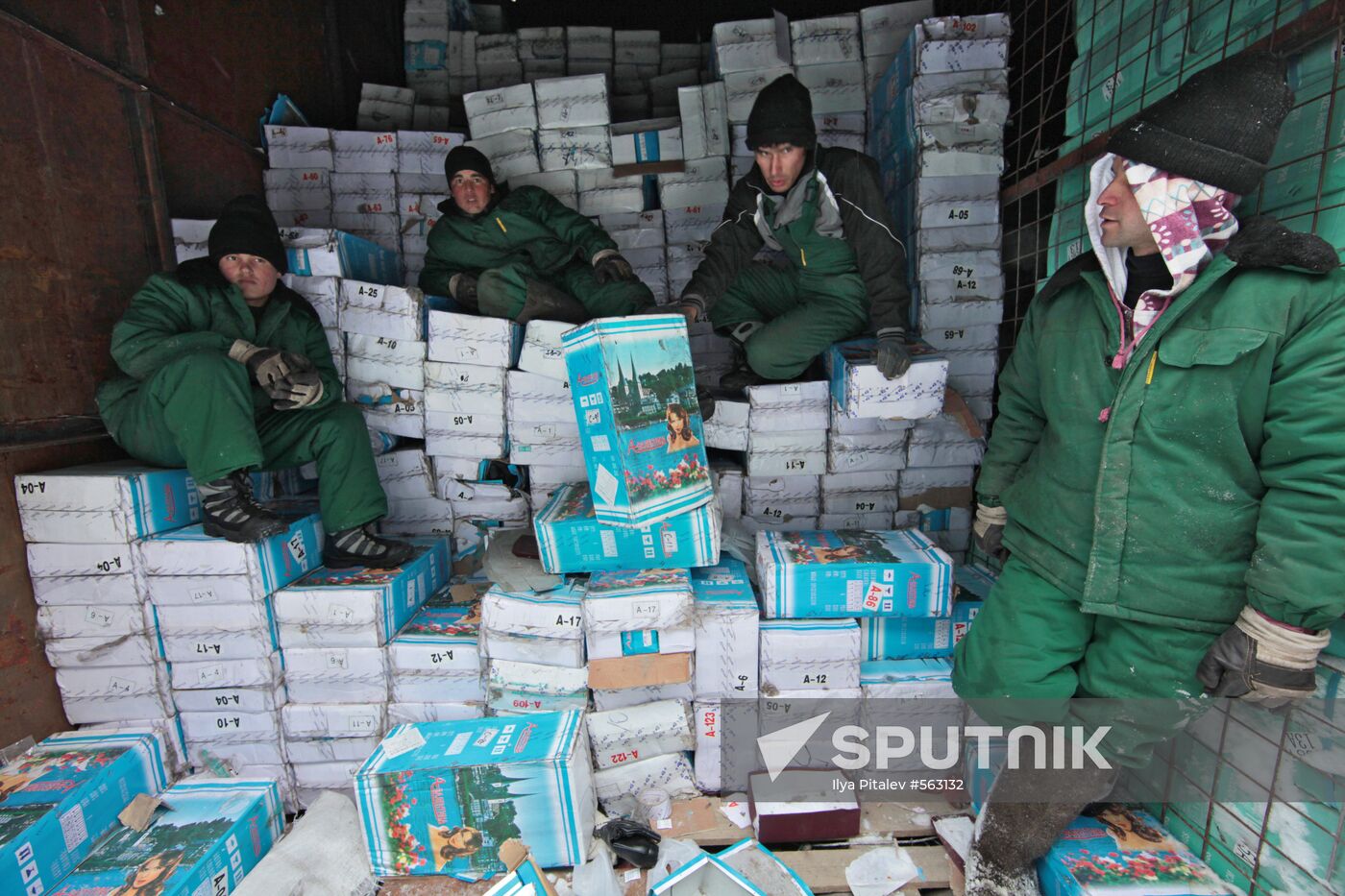 Destroying goods seized at Cherkizovsky market