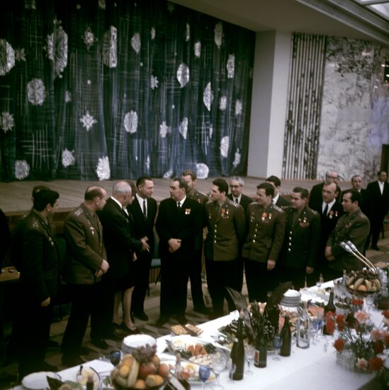 L.I.Brezhnev and Soviet cosmonauts