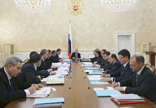 Russian Prime Minister Vladimir Putin chairs meeting in Moscow