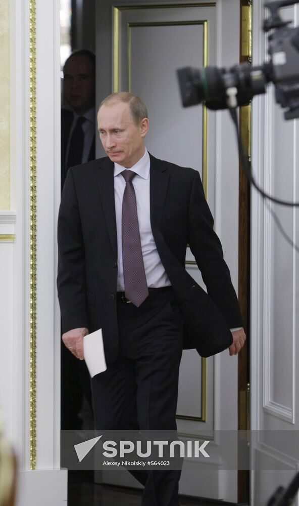 Russian Prime Minister Vladimir Putin chairs meeting in Moscow