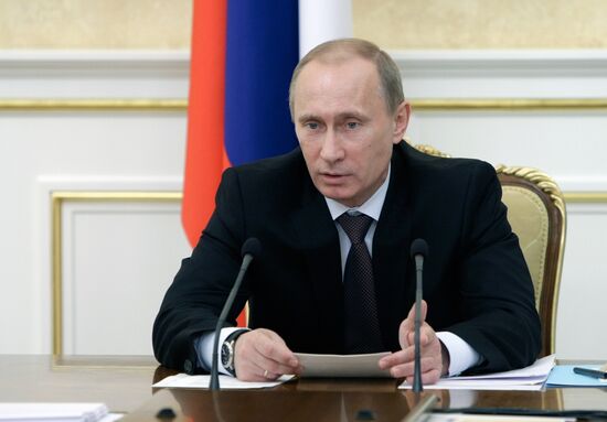 Russian Prime Minister Vladimir Putin chairs meeting in Moscow